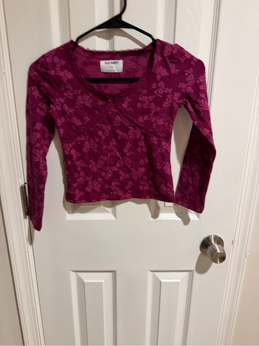 Old Navy Magenta Floral-Print Long Sleeve Kids Top